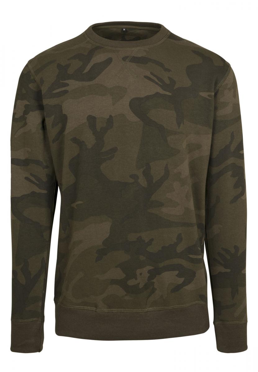 Sweat col rond camo BY110 camo olive - vue de face
