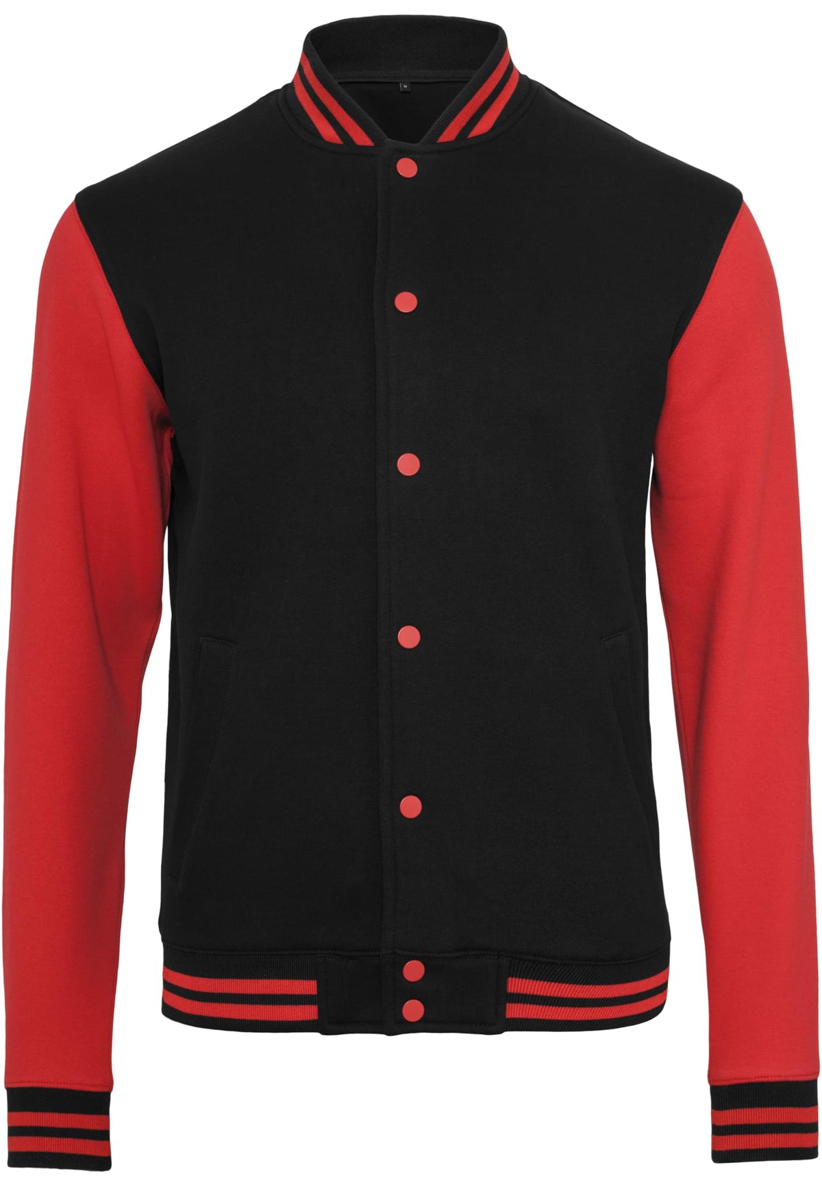 Veste college molleton BY015 noir et rouge - vue de face