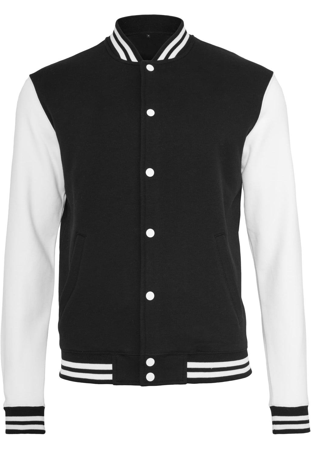 Veste college molleton BY015 noir et blanc - vue de face