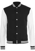 Veste college molleton BY015 noir et blanc - vue de face