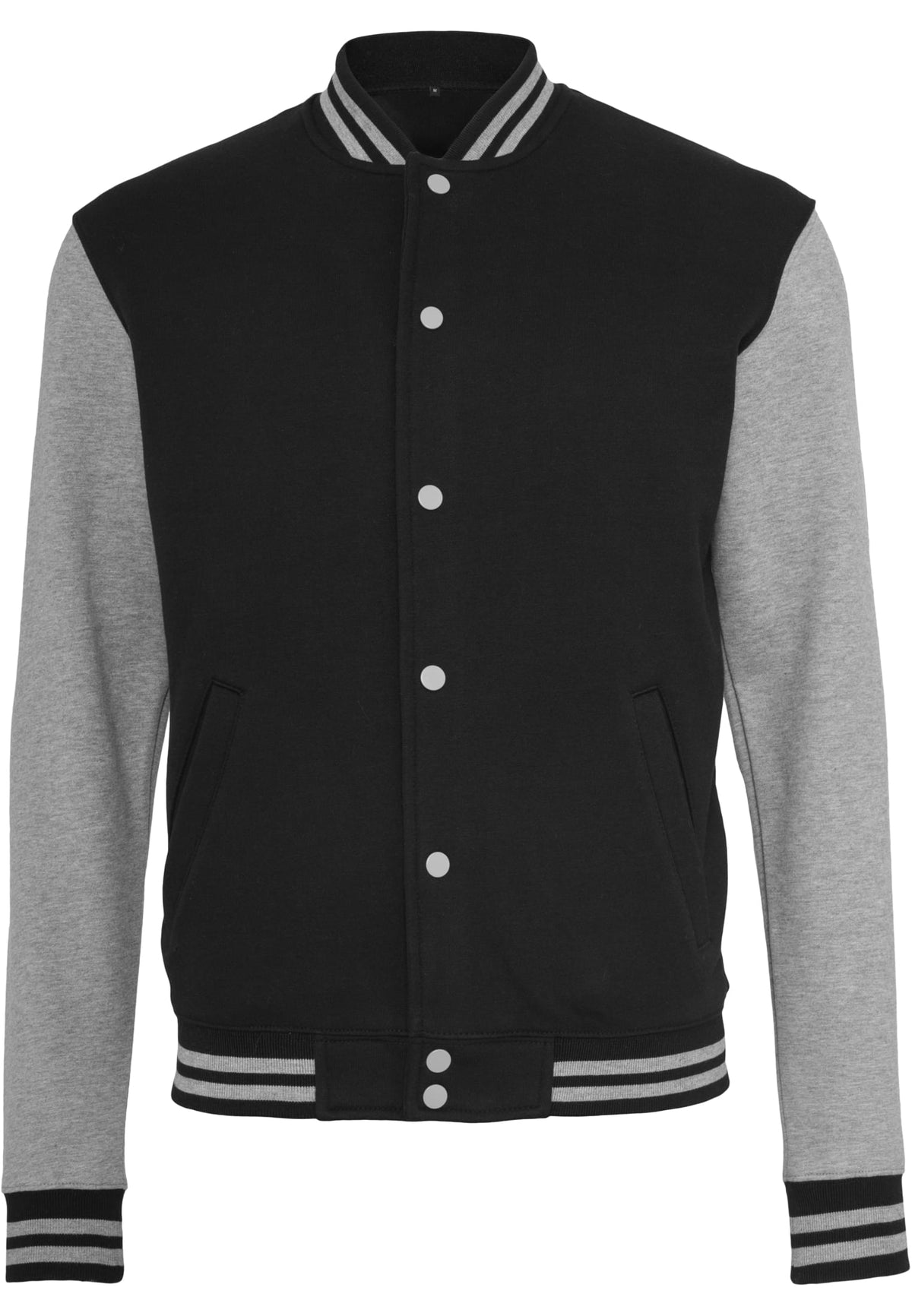 Veste college molleton BY015 noir et gris chine - vue de face
