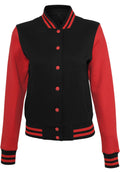 Veste teddy femme MF027 noir et rouge - vue de face