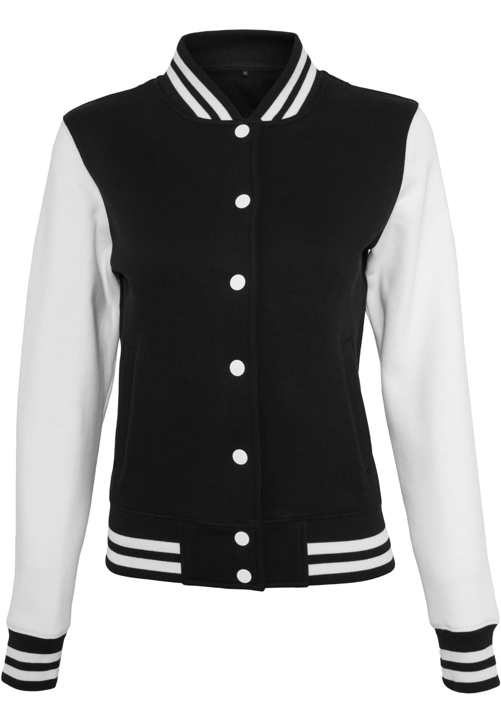 Veste teddy femme MF027 noir et blanc - vue de face