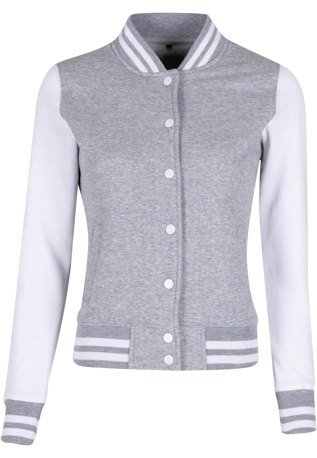Veste teddy femme MF027 gris chiné et blanc - vue de face