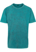 T-shirt acid wash BY070 bleu canard delave - vue de face