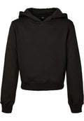 Sweat a capuche court fille BY113 noir - vue de face