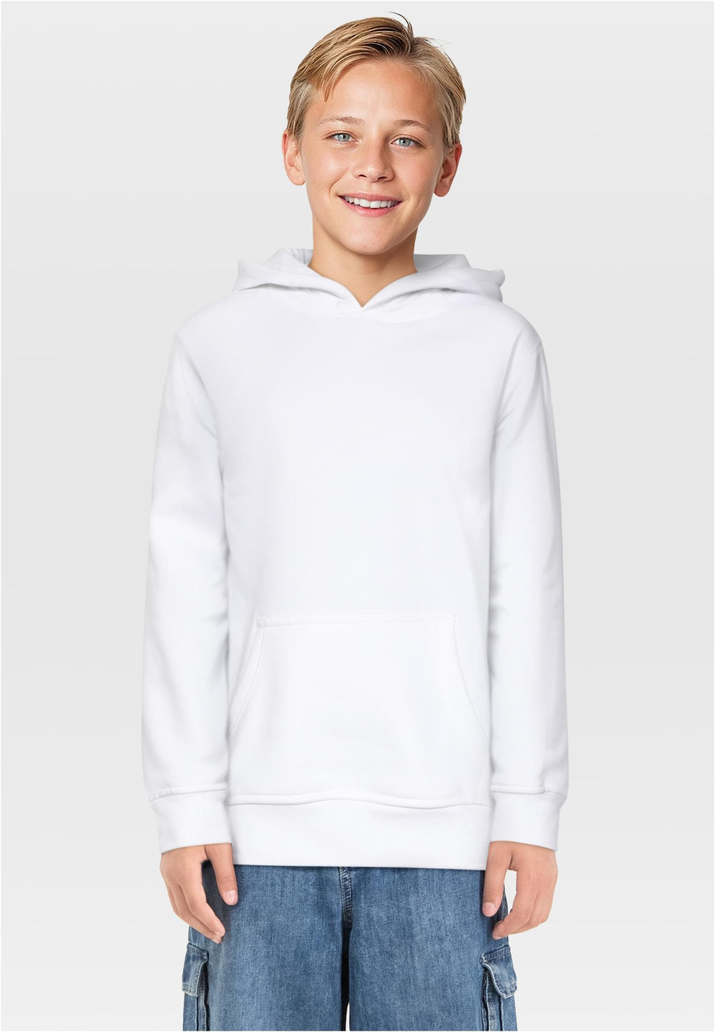Sweat capuche enfant BY117 blanc - porte