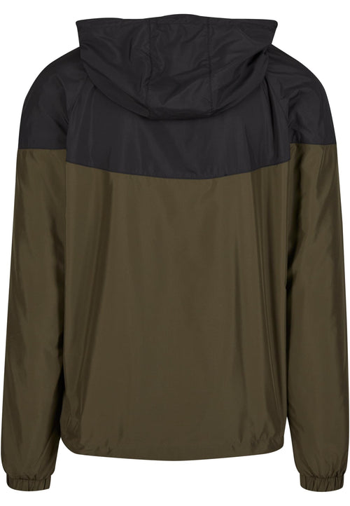 Coupe-vent tech bicolore BY129 noir et olive - vue de dos