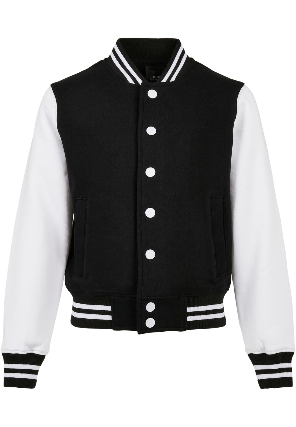 Veste college enfant BY187 noir et blanc - vue de face