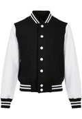 Veste college enfant BY187 noir et blanc - vue de face