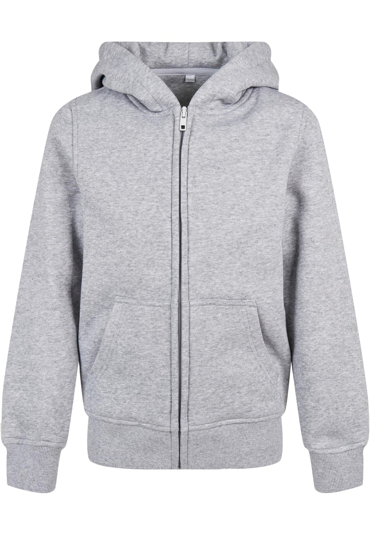 Sweat zippe enfant bio BY188 gris chine - vue de face