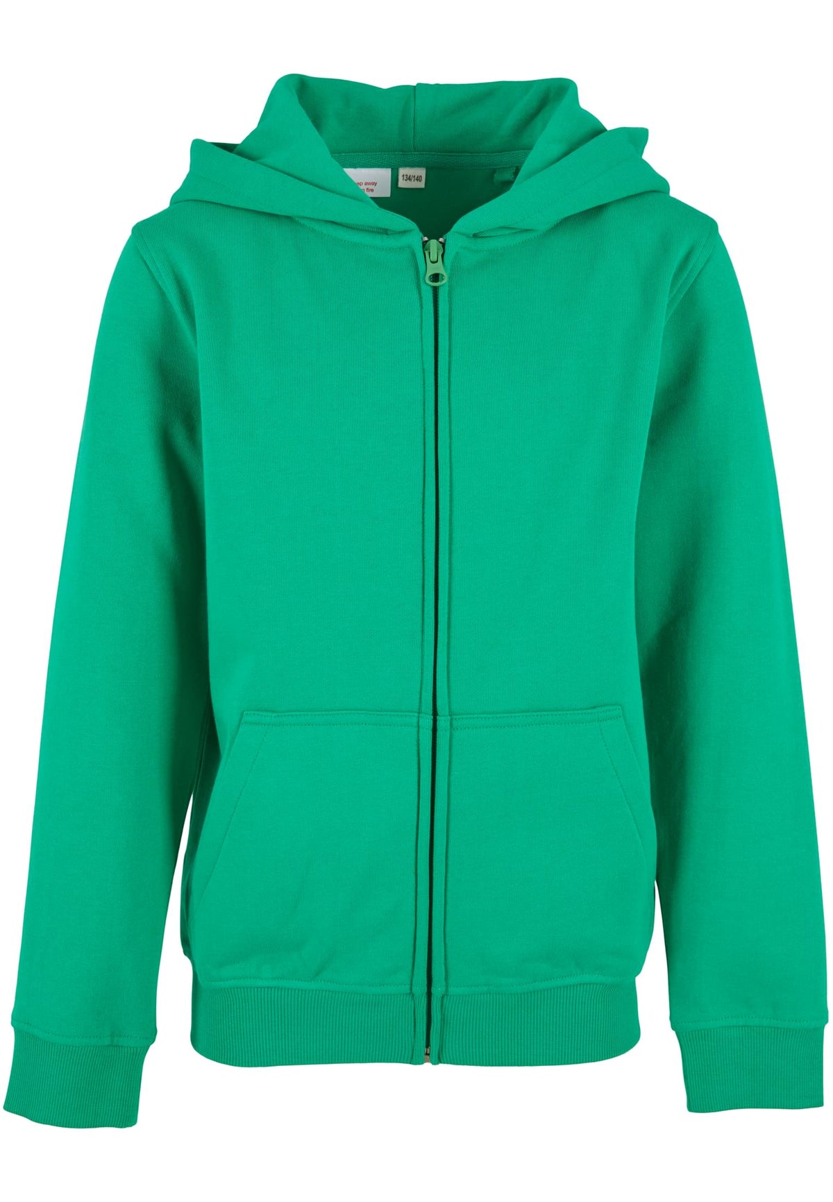 Sweat zippe enfant bio BY188 vert prairie - vue de face