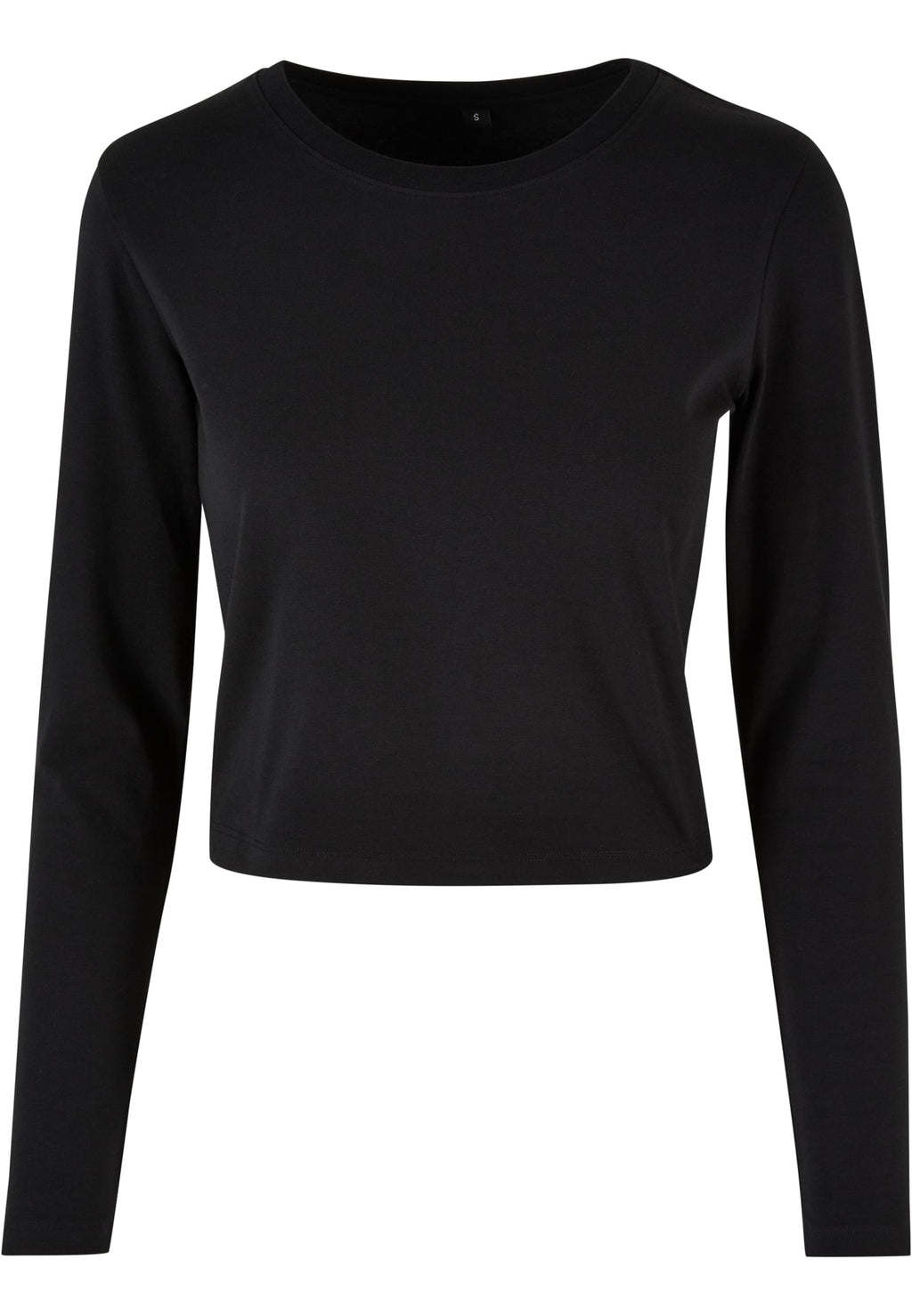 T-shirt femme manches longues court MF261 noir - vue de face