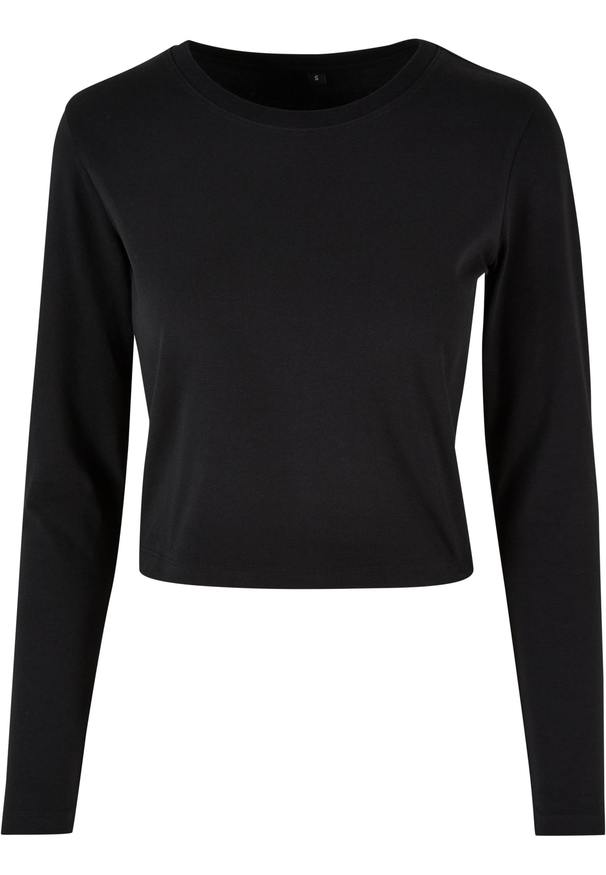 T-shirt femme manches longues court MF261 noir - vue de face