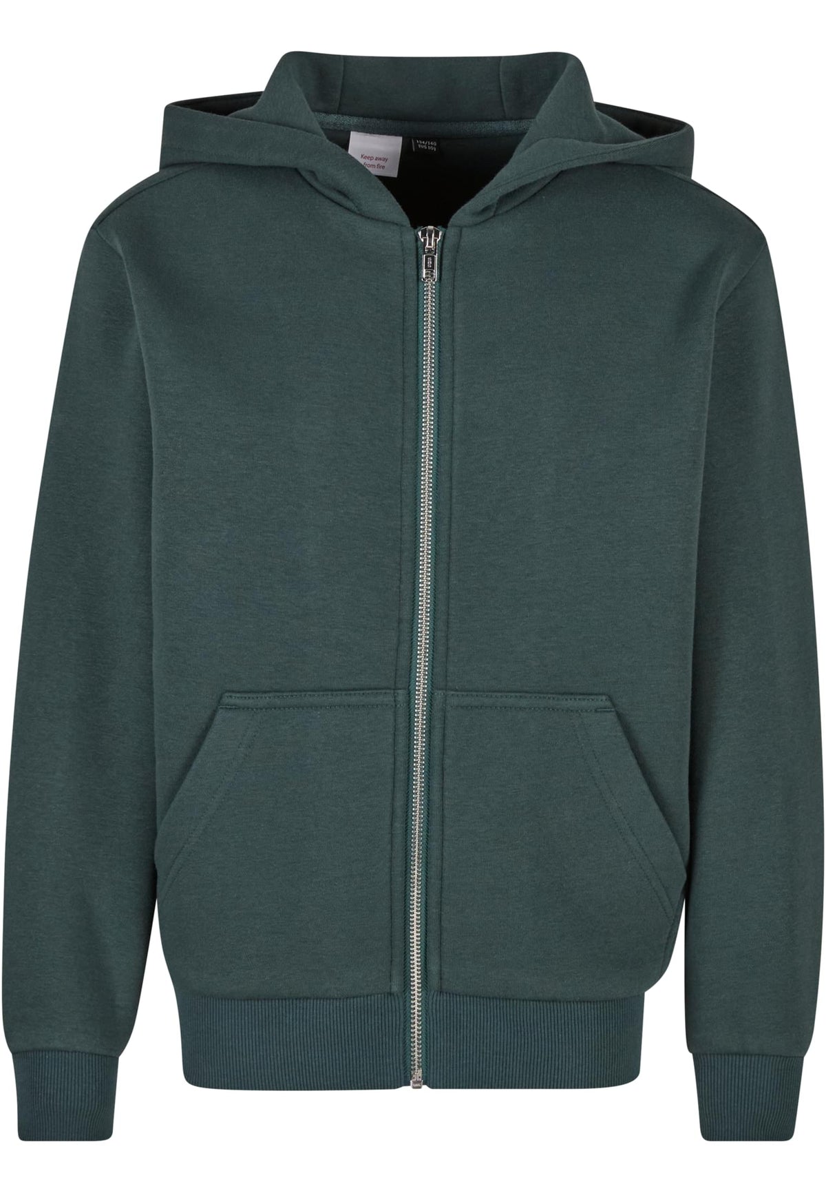 Sweat zippe Fluffy enfant BY316 vert bouteille - vue de face