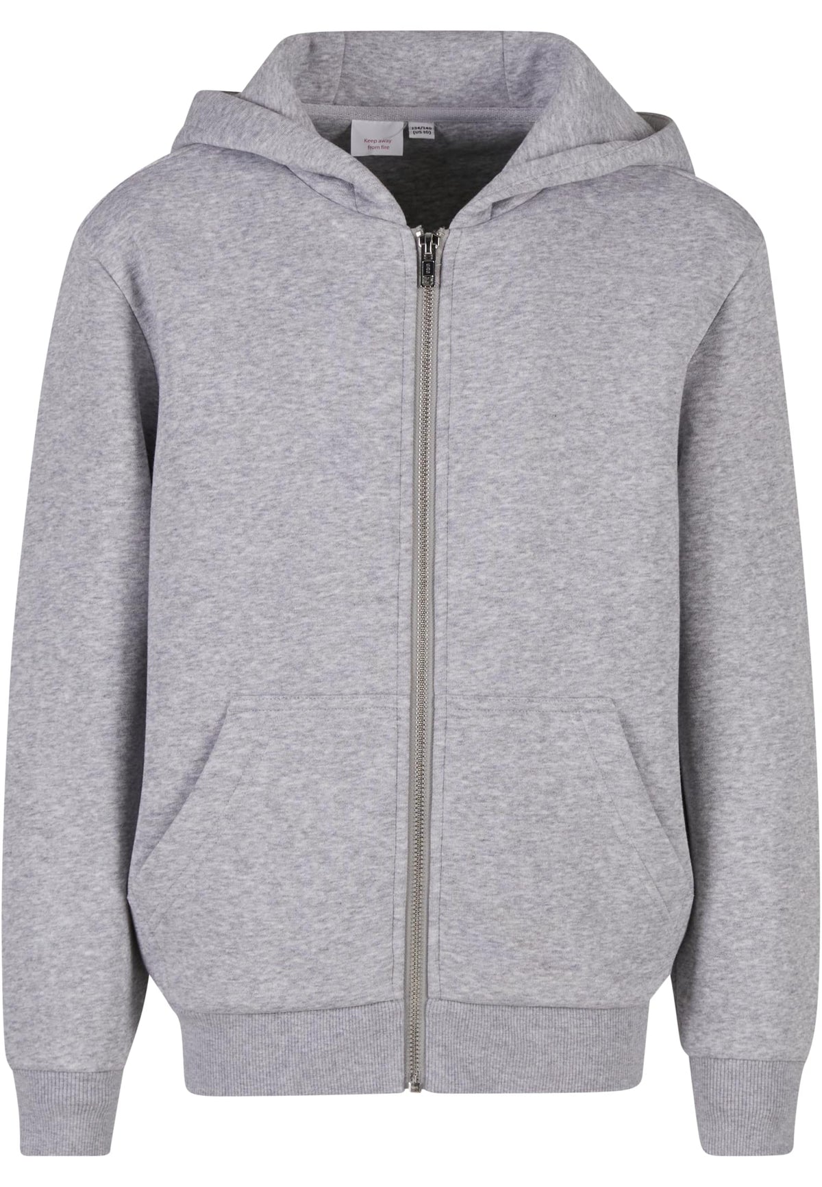 Sweat zippe Fluffy enfant BY316 gris chine - vue de face
