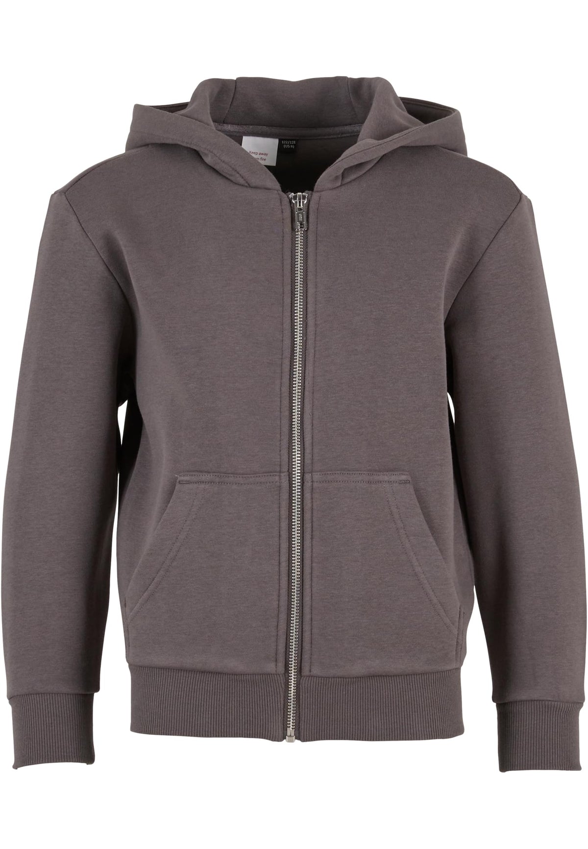 Sweat zippe Fluffy enfant BY316 gris magnet - vue de face