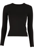 T-shirt manches longues femme ajusté MF446 noir - vue de face